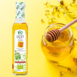 Organic apple vinegar with honey 5%, unfiltered