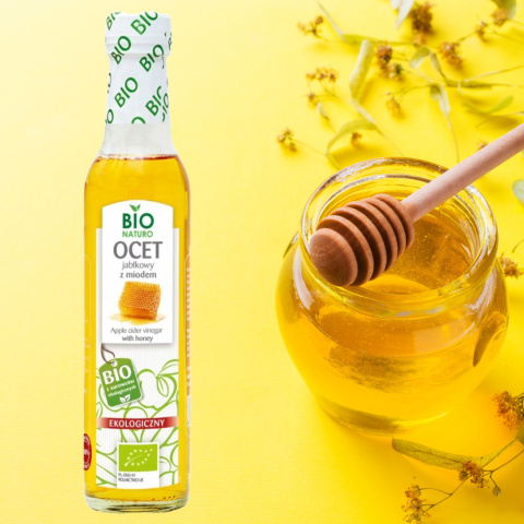 Organic apple vinegar with honey 5%, unfiltered